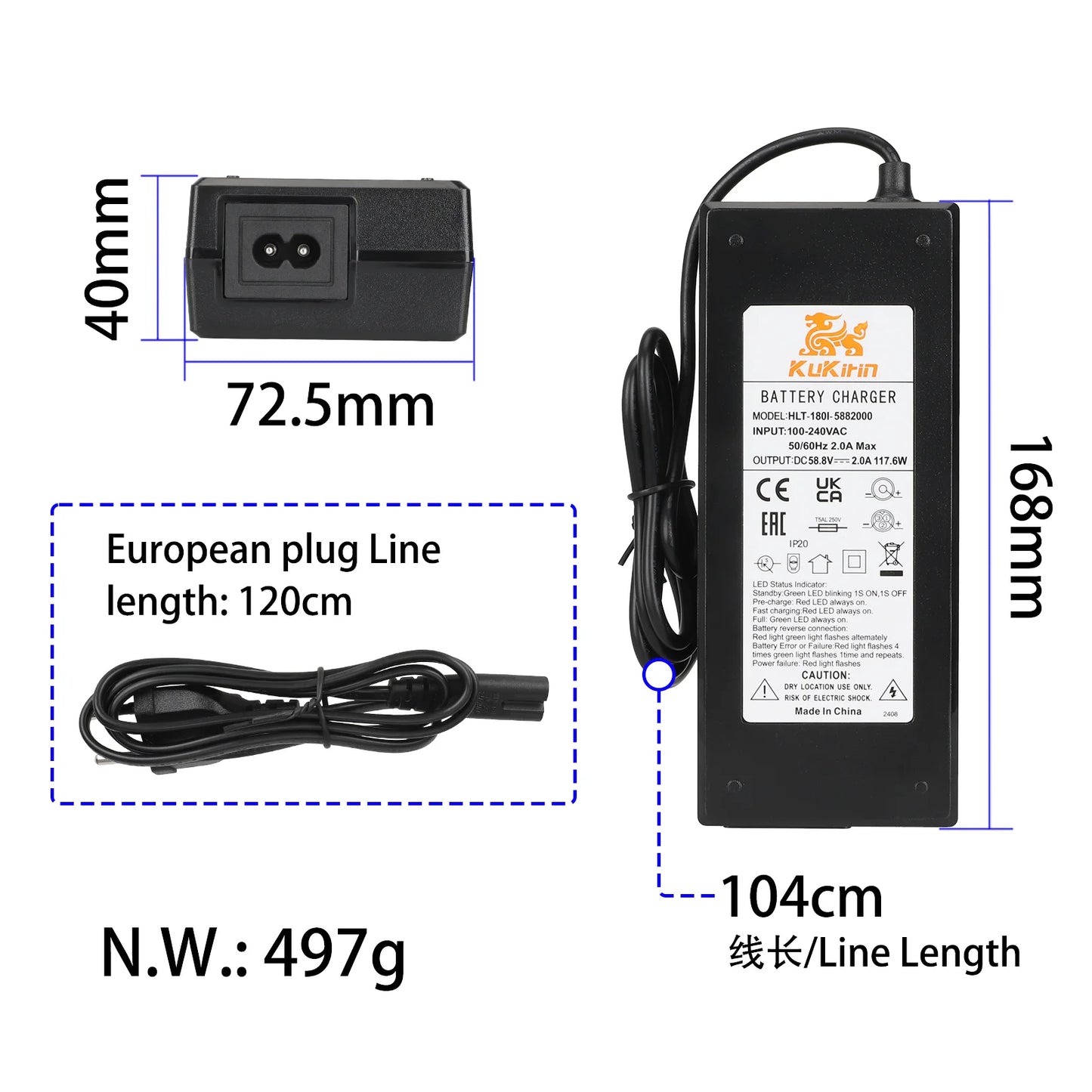 Chargeur Kukirin G2 master 58.8V